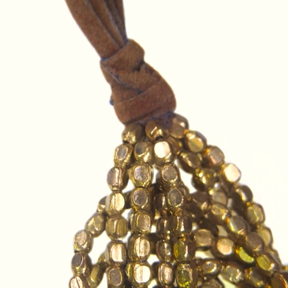 Chunky Brass Brutalist Braided Seed Bead Primitive Necklace Collar Choker Boho - Picture 7 of 12